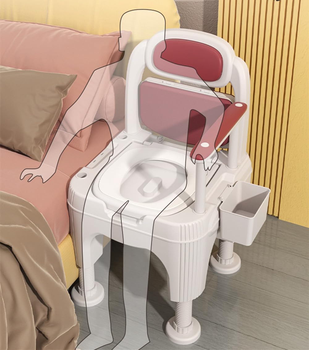 Amazon | ポータブルトイレ 介護用 簡易トイレ 調節肘掛け トイレ椅子